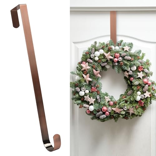 HOOSUN Wreath Hanger for Front Door for Halloween and Christmas Decorations,12 Inches Metal Wreath Hanger for Fall Decor,20 Lbs Over The Door Hooks for Front Porch Home Decor - Image 1