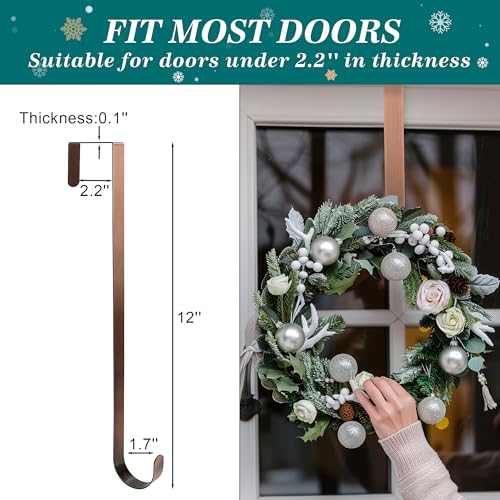 HOOSUN Wreath Hanger for Front Door for Halloween and Christmas Decorations,12 Inches Metal Wreath Hanger for Fall Decor,20 Lbs Over The Door Hooks for Front Porch Home Decor - Image 4