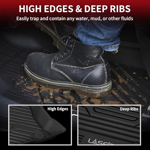 LASFIT حصائر أرضية LASFIT تناسب فورد إيسكيب 2020-2024 (لا تناسب الهجين)، حصائر أرضية لجميع الأحوال الجوية TPE مصممة خصيصًا، حصائر أمامية وخلفية، سوداء - Image 3