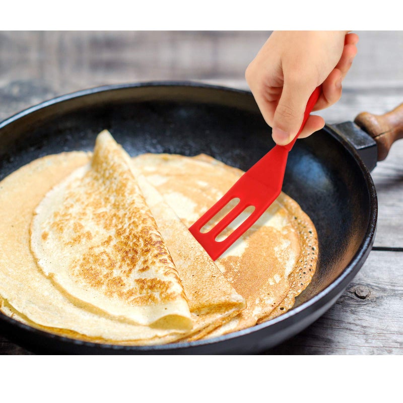 Patelai Mini Brownie Serving Spatula Flexible Nonstick Silicone Serve Turner Heat-Resistant Cookie Spatula Slotted Spatula for Flip Egg in Small Frying Pan Cookie Batter Lemon Square (Red  2)  - Image 4