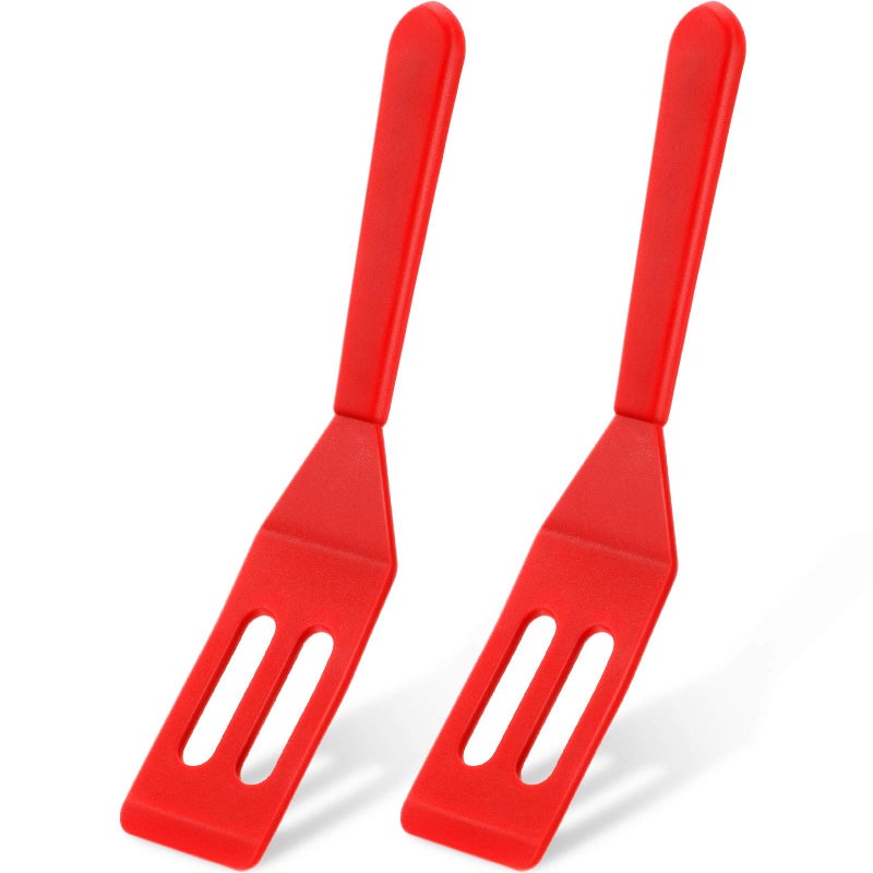 Patelai Mini Brownie Serving Spatula Flexible Nonstick Silicone Serve Turner Heat-Resistant Cookie Spatula Slotted Spatula for Flip Egg in Small Frying Pan Cookie Batter Lemon Square (Red  2)  - Image 1