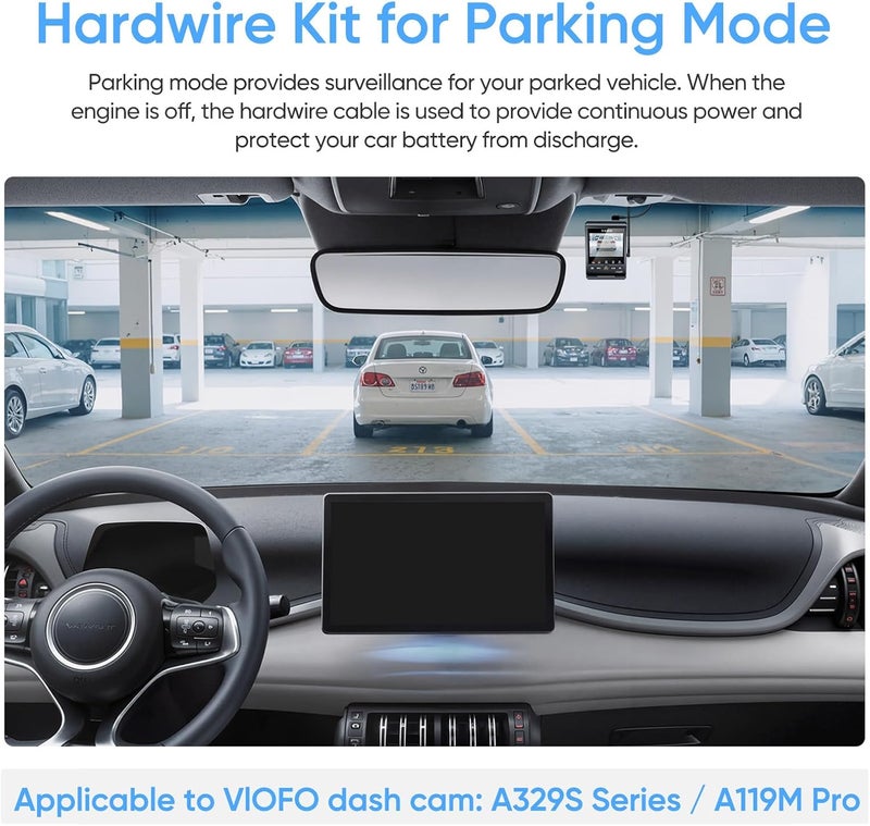 Viofo Type-C HK6 Acc Hardwire Kit with 8PCS Full Set Circuit Fuse Tap for A329S Series/ A119M Pro, Support Hybrid Parking Mode, Automatic Voltage Display, Low Power Consumption - Image 2