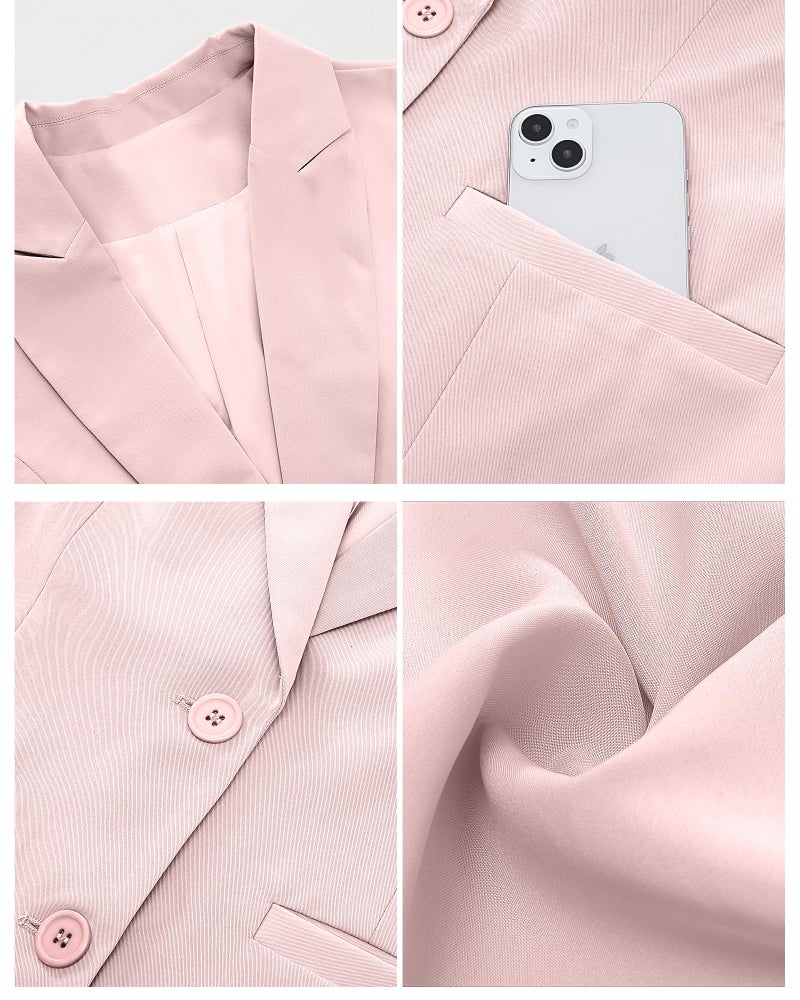 Luvamia Blazers for Women - Business Casual Long Blazer Jackets with Lapel Pockets - Dressy Work Professional Office Outfits - Peach Blush Size 12 Size 14 - Image 5