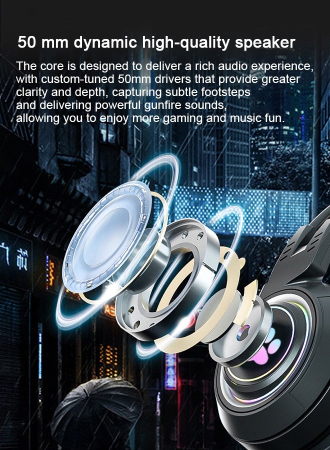 Bolivia's Gaming Headset Wired with Mic, LED Light, Stereo Surround Sound, Soft Memory Earmuffs, Noise Cancelling Over-Ear - Compatible for PS4, PS5, Xbox One, Xbox Series, Nintendo Switch, PC - Image 2
