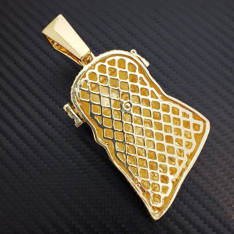 BLINGFACTORY Hip Hop Iced Lab Diamond Gold plated Large Jesus Head Pendant - Image 3