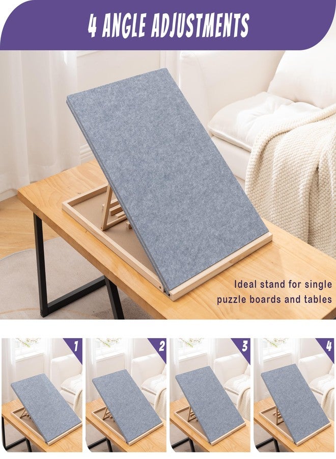 Tektalk Foldable Jigsaw Puzzle Board with 4 Angle Adjustable Bracket/Stand, Lightweight Portable Puzzle Mat Plateau with Wooden Easel, Foldaway Felt Puzzle Table, for Up to 1500 Pieces (Gray) - Image 2