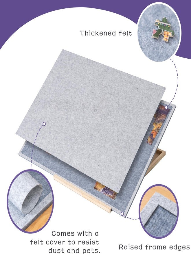 Tektalk Foldable Jigsaw Puzzle Board with 4 Angle Adjustable Bracket/Stand, Lightweight Portable Puzzle Mat Plateau with Wooden Easel, Foldaway Felt Puzzle Table, for Up to 1500 Pieces (Gray) - Image 4