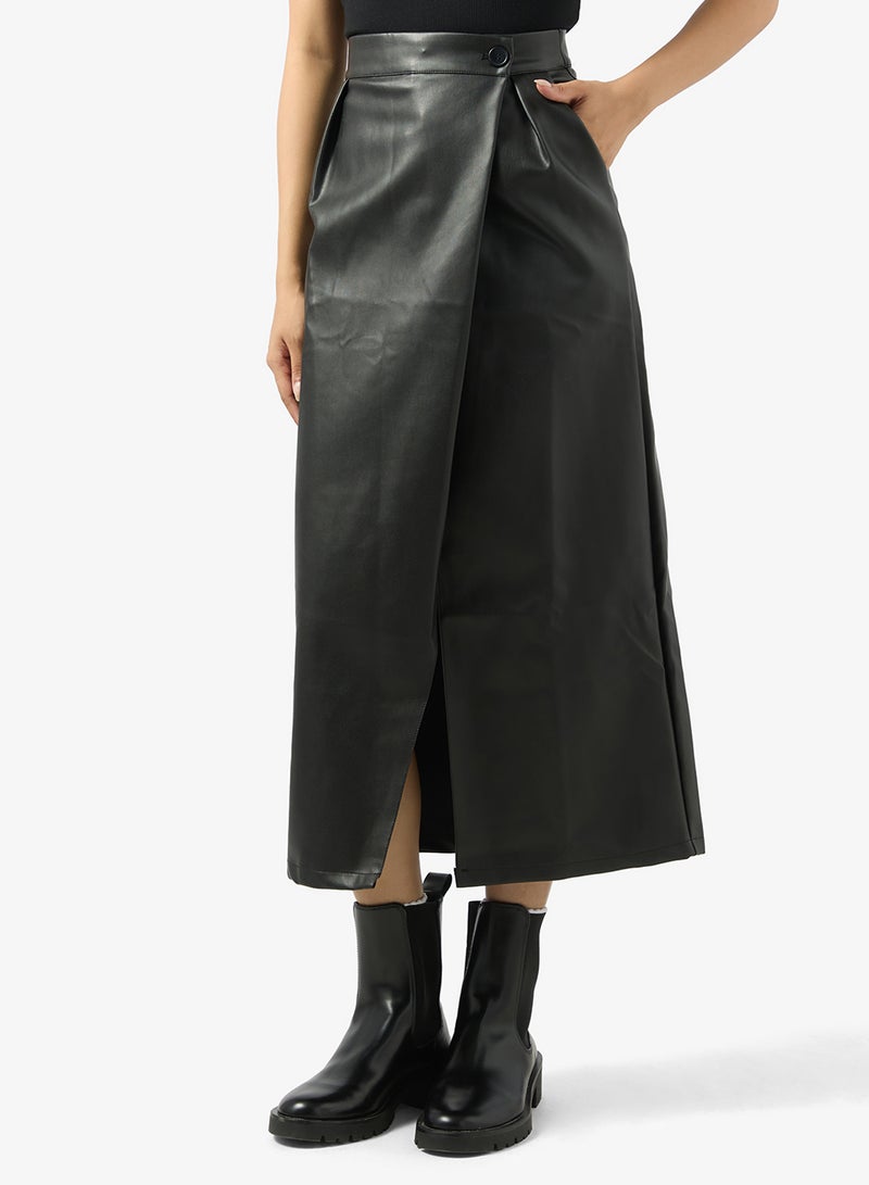 جينجر تنورة جلد صناعي ملفوفة - Image 1