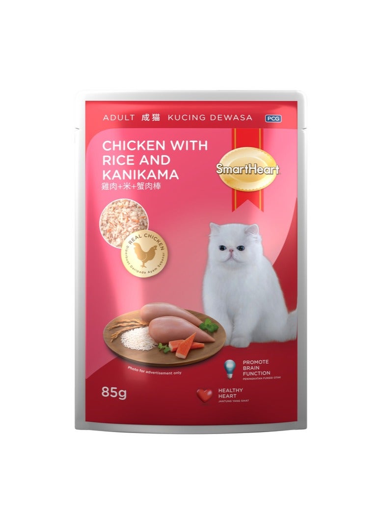 طعام قطط في كيس - دجاج مع أرز وكانكاما