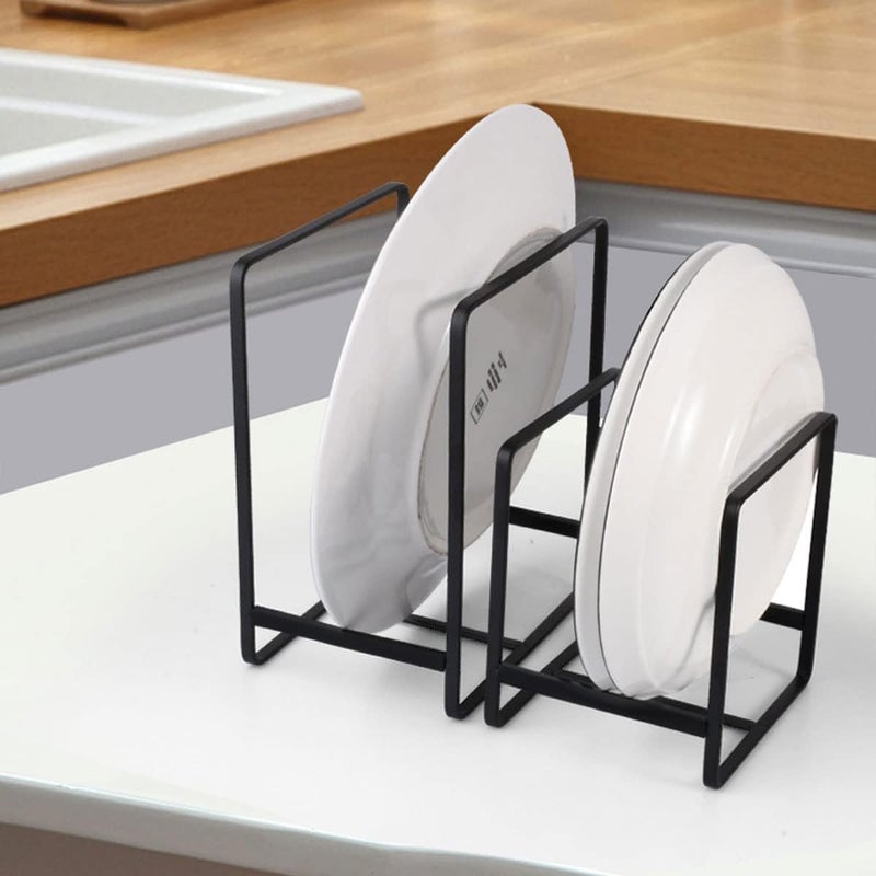 Aputue Dish Plate Organizer, 2-Pack Metal Storage Rack with Non-Slip Design, Dish Drying Rack Holder for Cabinet Counter Cupboard Organization and Space Saving - Image 4