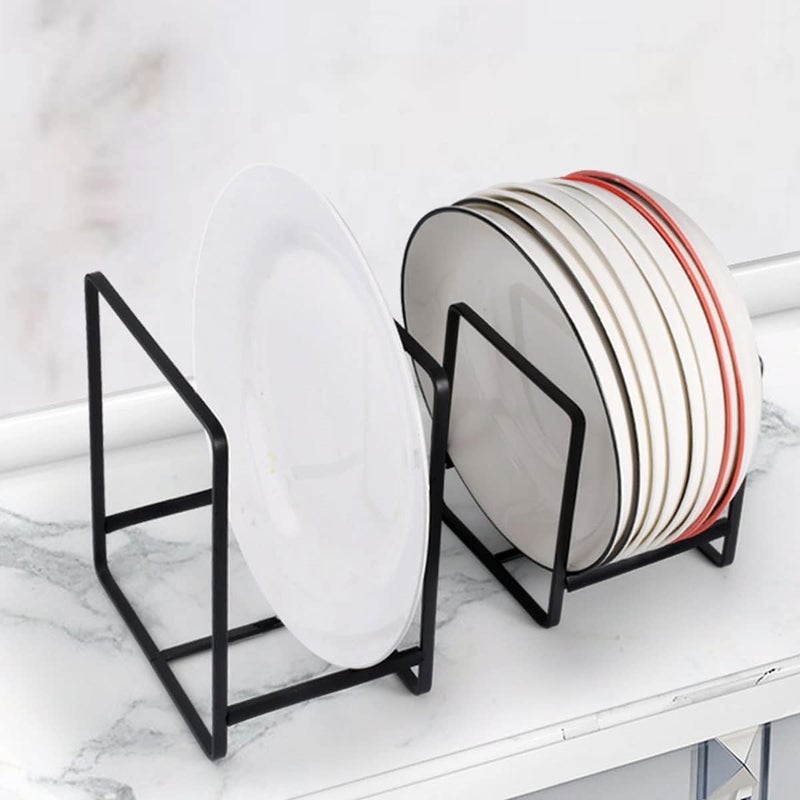 Aputue Dish Plate Organizer, 2-Pack Metal Storage Rack with Non-Slip Design, Dish Drying Rack Holder for Cabinet Counter Cupboard Organization and Space Saving - Image 3