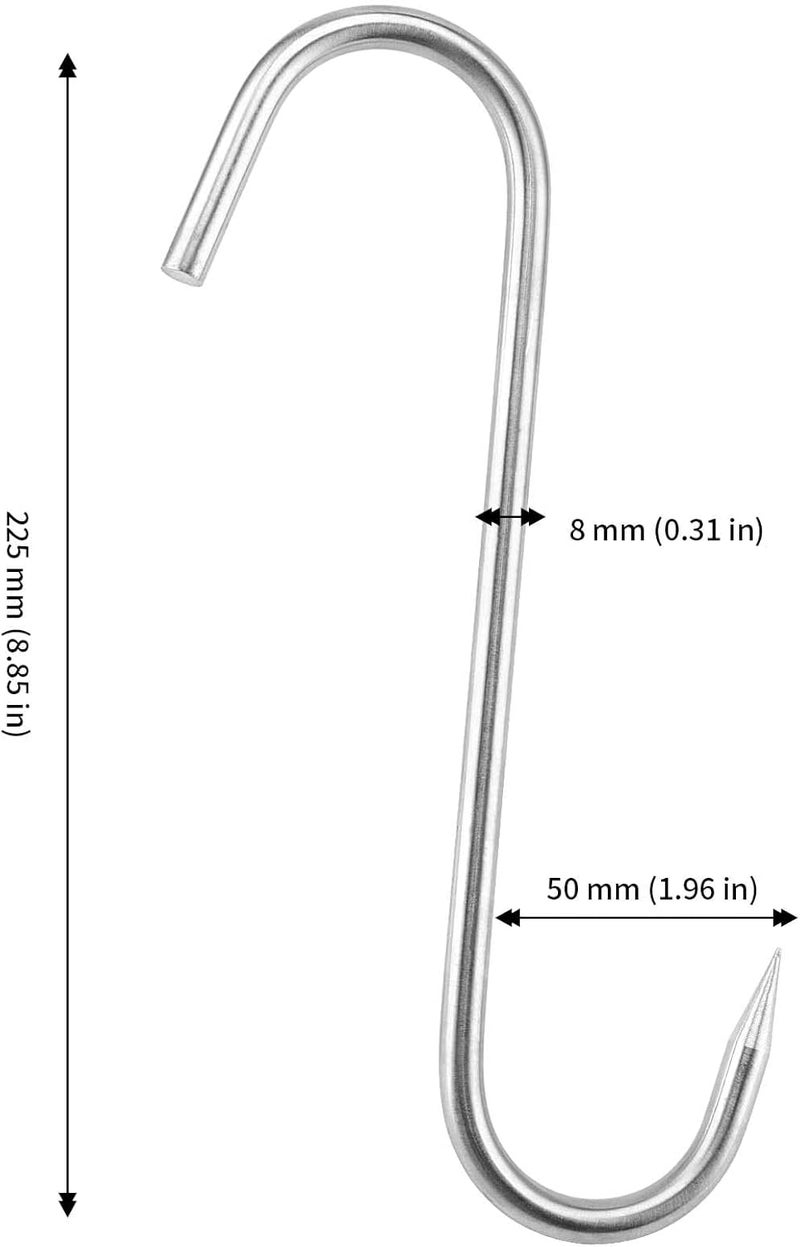 JAPCHET خطافات لحم ثقيلة من JAPCHET 20 حزمة 9 بوصة بسماكة 8 مم من الفولاذ المقاوم للصدأ - Image 2