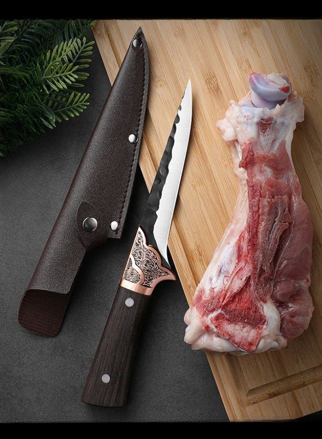 Browning Sharp High Carbon Stainless Steel Boning Knife Meat Cutter Bone Razor Kitchen Knife With Leather Case - Image 1