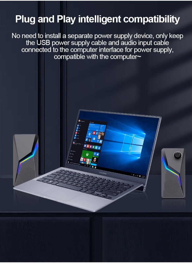 FlashHawk - RGB Desktop USB PC Speaker,Wired Stereo Sound Speaker for Computer Notebook - Image 1