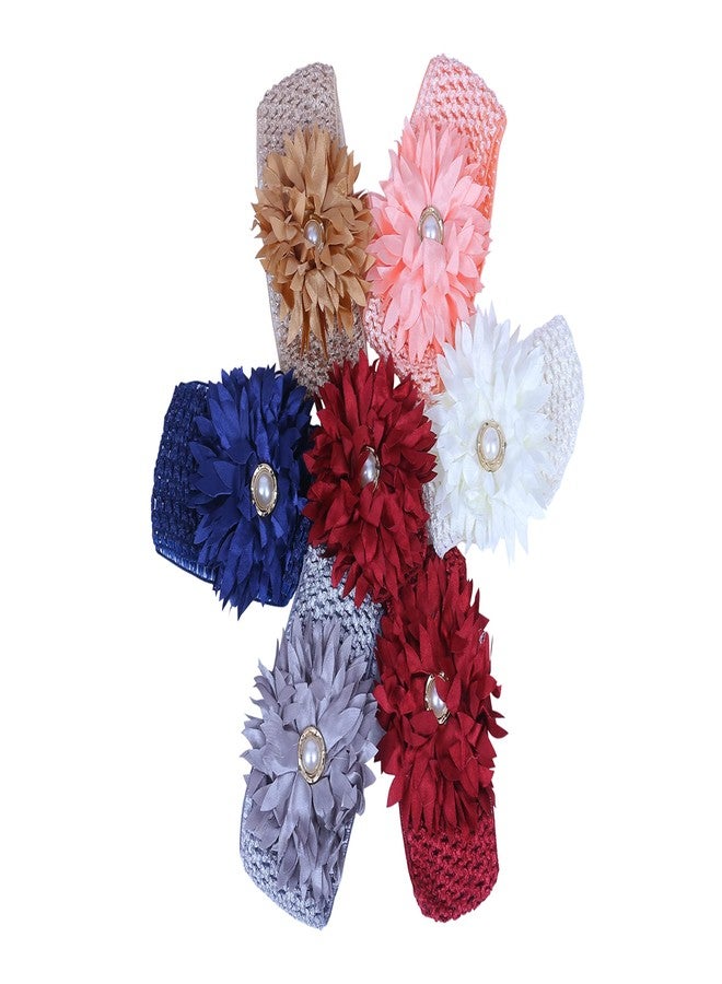 DENICRAAS Newborn Headband Baby Floral Elastic Hair Band Headwear Hairstyling Photographic Accessories Baby Kids Girl Lace Headband Soft Elastic Headwear Hair Band Sunflower (pack of 2) RANDOM COLOUR - Image 2