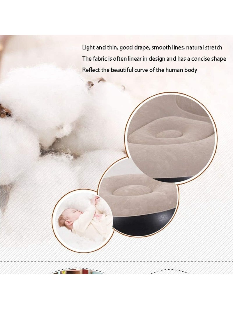 2-IN-1 Grey/Black Lounge Sofa Bed Set, Folding Portable Inflatable Lazy Flocking Recliner Chair with Footstool and Air Pump - Great for Pop Up Indoor and Outdoor Balcony, Backyard, Camping, Picnic, RV - Image 3