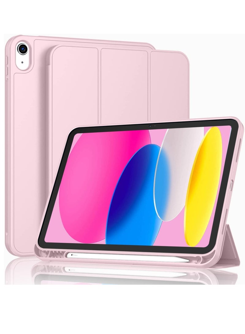 حافظة لجهاز iPad 10 من الجيل 10.9 بوصة موديل 2022 الجيل العاشر، غطاء خلفي صلب رفيع مع خاصية الإيقاظ/السكون التلقائي باللون الوردي - Image 1
