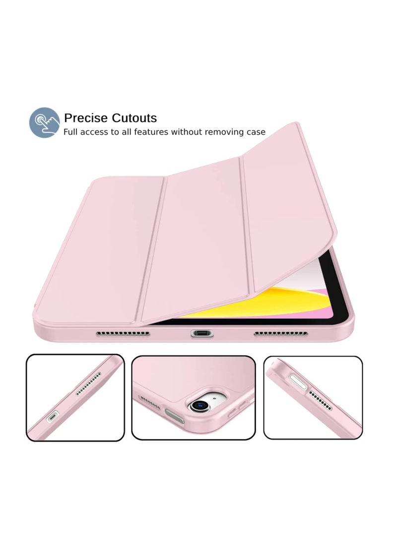حافظة لجهاز iPad 10 من الجيل 10.9 بوصة موديل 2022 الجيل العاشر، غطاء خلفي صلب رفيع مع خاصية الإيقاظ/السكون التلقائي باللون الوردي - Image 4