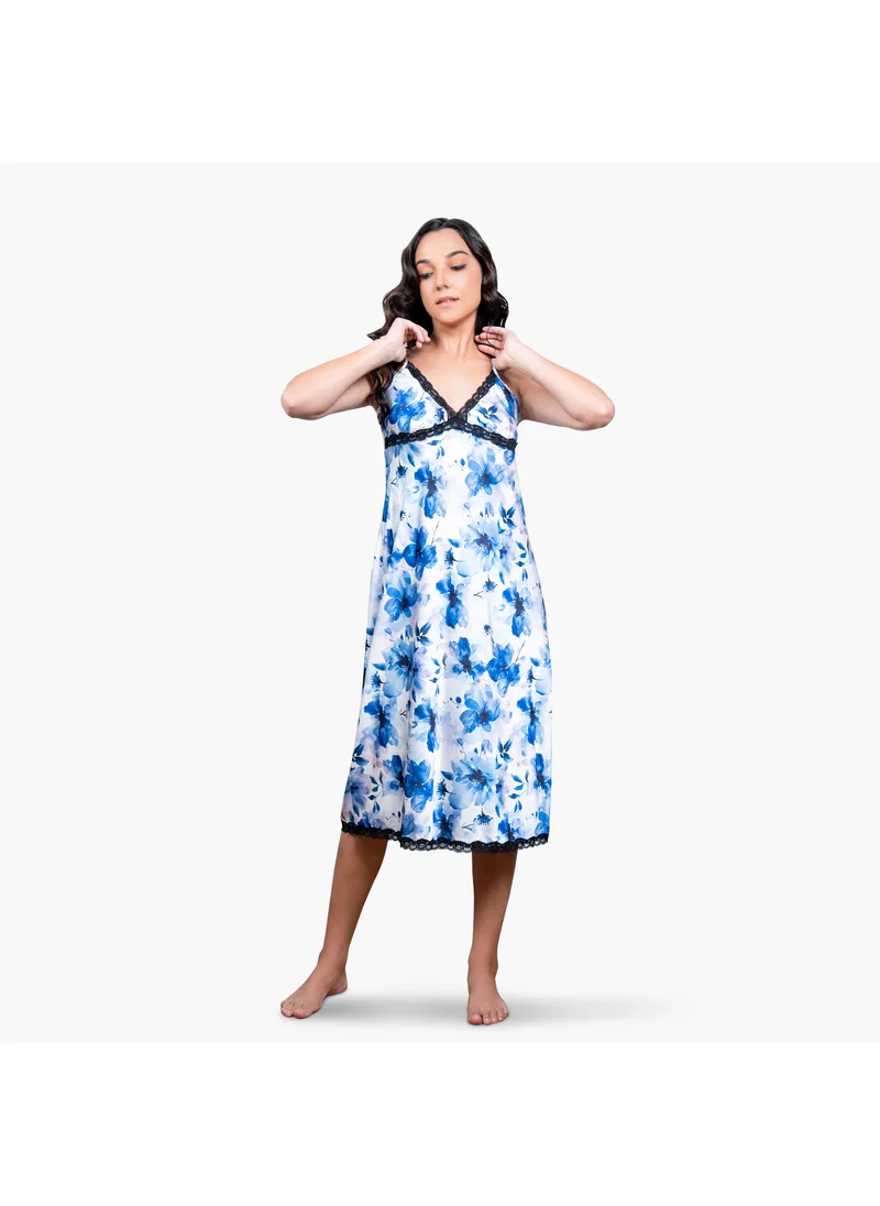Aadaraya Aadaraya All-Over Floral Print Slip Dress