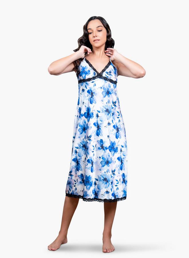 Aadaraya All-Over Floral Print Slip Dress - Image 1