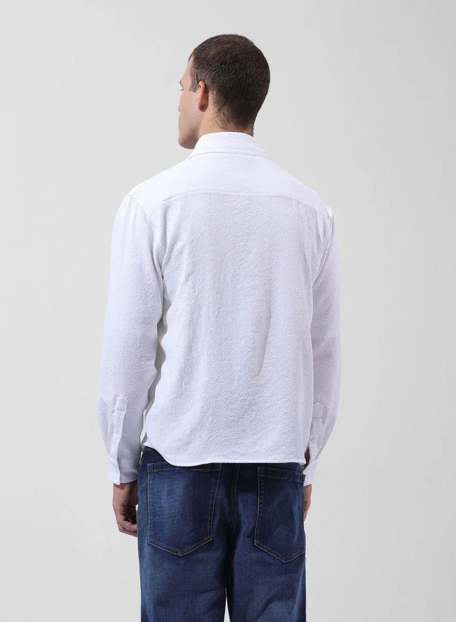 The Indian Garage Co Men Relaxed Fit Solid Cutaway Collar Full Sleeves Shirt