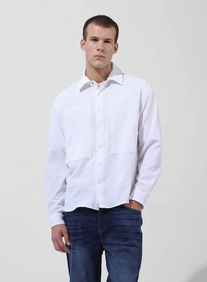 The Indian Garage Co Men Relaxed Fit Solid Cutaway Collar Full Sleeves Shirt