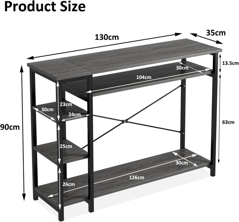 JANTENS Console Tables for Living Room, Entryway Table with 4 Storage Shelves,Hallway Entry Table,Long Behind Couch Table (Grey,130 * 35 * 90cm, Centimeters, 90, Centimeters, 130, Centimeters, 35) - Image 2