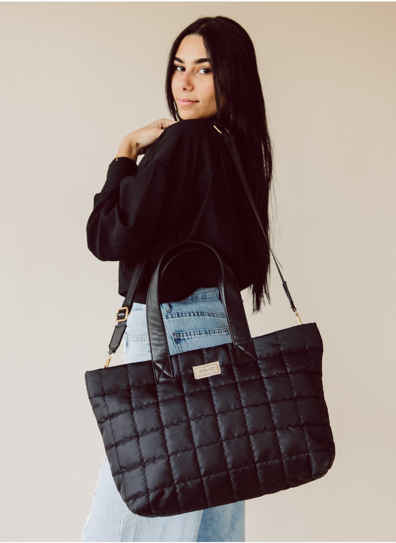 Pavo - Black Tote Bag Handbag - Image 1