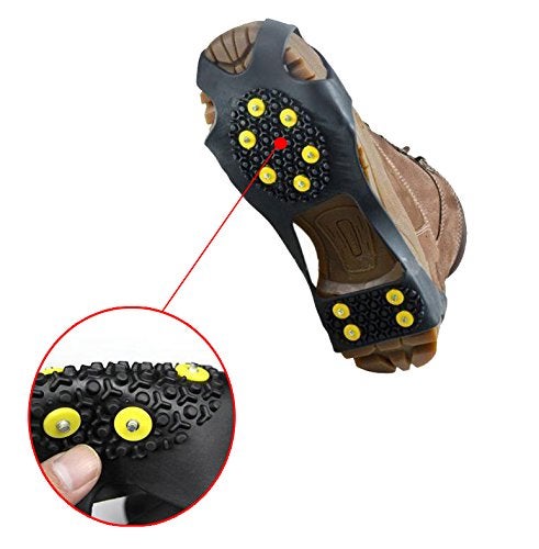 Leebei Non-Slip Shoe Covers, Ice Snow Grippers, 10-Stud Slip-on Stretch Traction Cleats (Medium) - Image 3