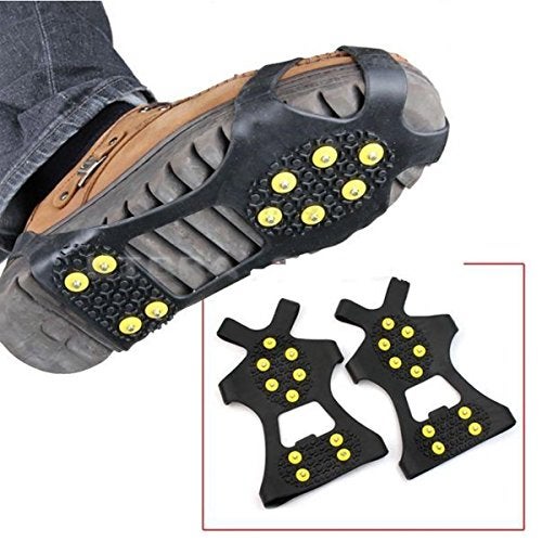 Leebei Non-Slip Shoe Covers, Ice Snow Grippers, 10-Stud Slip-on Stretch Traction Cleats (Medium) - Image 1