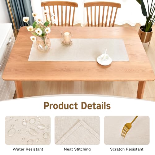 Nacuci Farmhouse Rustic Table Runner Neutral Faux Linen Table Runners Water Resistant Short Table Runner 36 inches for Living Room Dresser Bedroom Kitchen Dining Party 13x36 Inch - Image 3
