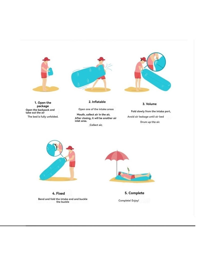 M MIAOYAN Lazy Inflatable Sofa – Portable Outdoor Air Lounger for Beach, Camping, Travel – Foldable Single Air Bed & Sleeping Bag - Image 5