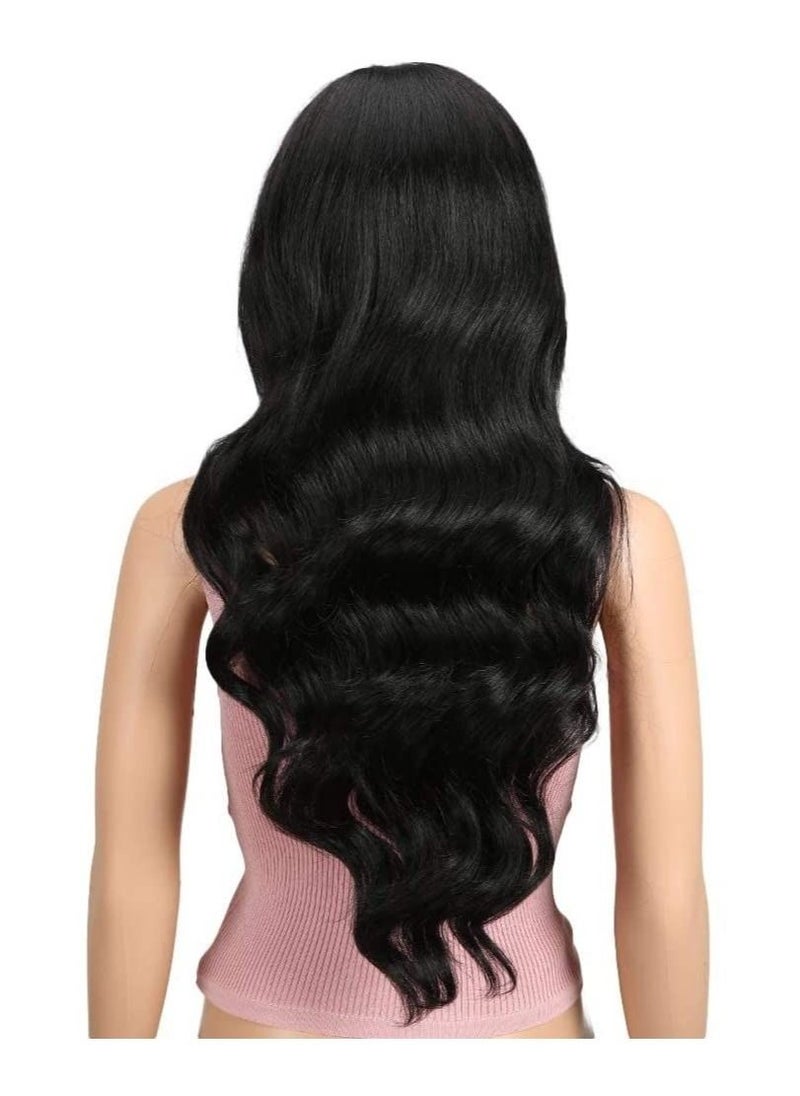 Estelle - 24 Big Curly Wavy Supreme Free Parting HD Lace Frontal Wigs With Baby Hair High Temperature Synthetic Wigs For Black Women 180% Density Natural Black Color Wigs Natural Black 1B - Image 1