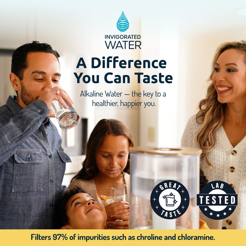 Invigorated Water pH Recharge Glass Alkaline Water Dispenser Filter System - Countertop Purifier Pitcher for Home and Office - High pH Pure Drinking Water Filtration - 36 Cups (Acacia Marble Set) - Image 4