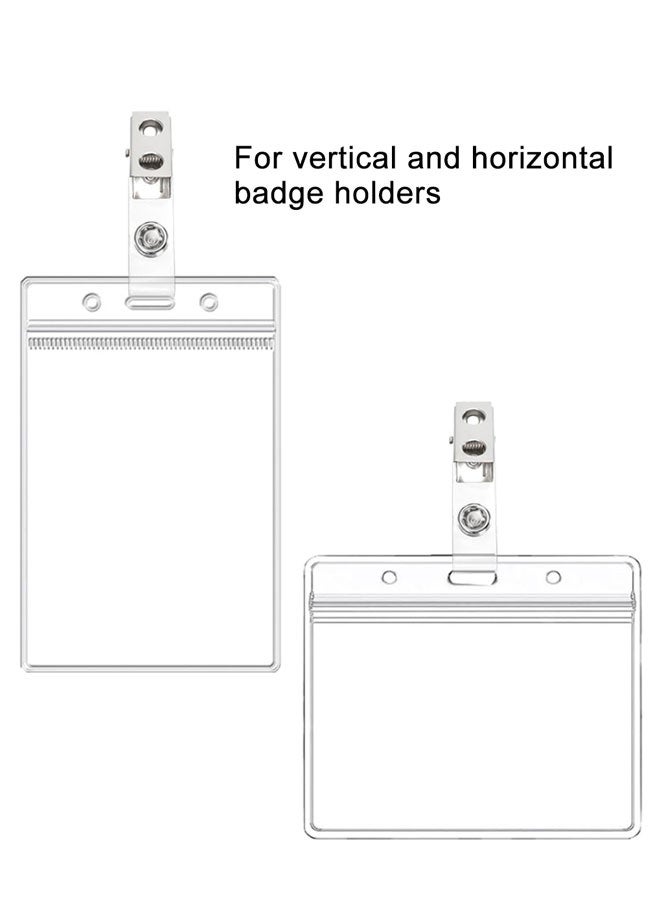 HAWAWA 50pcs Metal Badge Clips with Clear PVC Straps, Premium Double Hole ID Holder Clip for ID Cards, Badge Holders, Name Tags Work Badges - Image 4