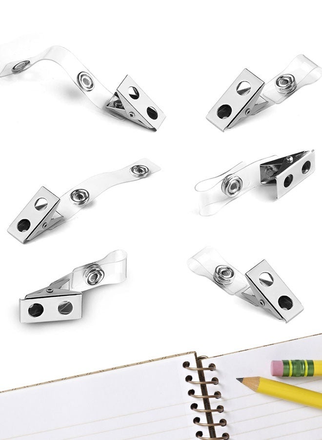 HAWAWA 50pcs Metal Badge Clips with Clear PVC Straps, Premium Double Hole ID Holder Clip for ID Cards, Badge Holders, Name Tags Work Badges - Image 5