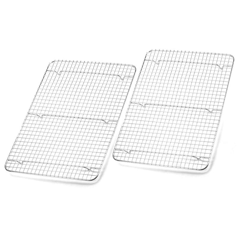 Lawei Foraineam 2Pack Stainless Steel Cooling Rack 115 x 165 inch Large Baking Rack Fits Half Sheet Pans Oven Safe Wire Rack for Cooking Roasting  Drying