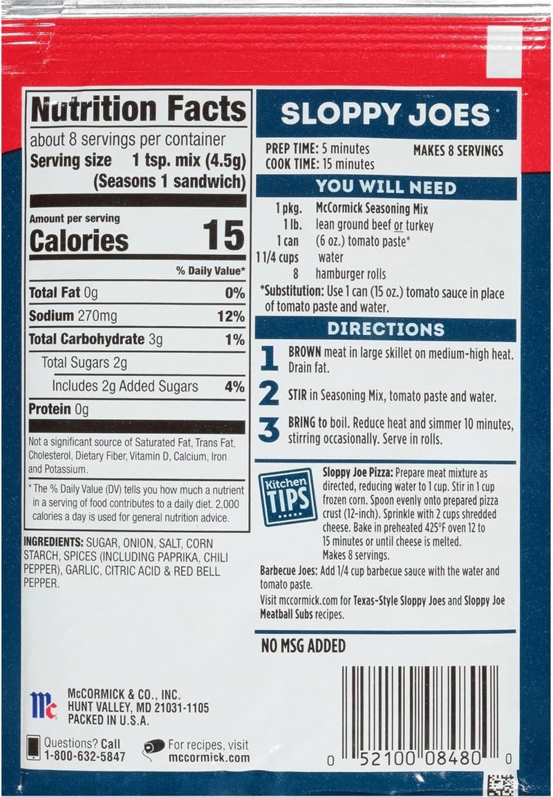 McCormick Sloppy Joes Seasoning Mix - 6 Pack of 1.31 Oz Each - Image 2