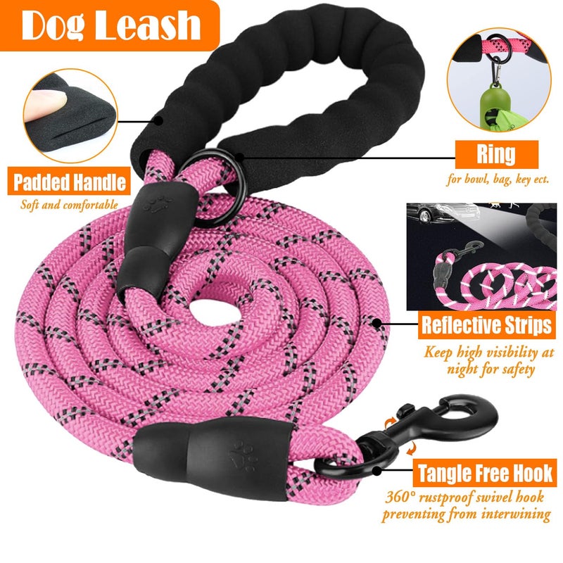 LOBEVE No Pull Dog Harness, Collar & Leash Set | Includes Dog Seat Belt, Collapsible Bowls & Poop Bag Dispenser. Ideal for Training, Walking, Hiking. Fits Small to Large Dogs(Pink-XL) - Image 5