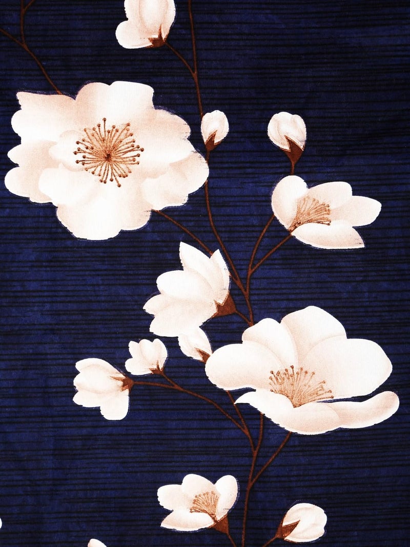 Fashion String 144TC Microfibre Midnight Floral Bloom Blue Double Bedsheet with 2 Pillow Covers - Image 4