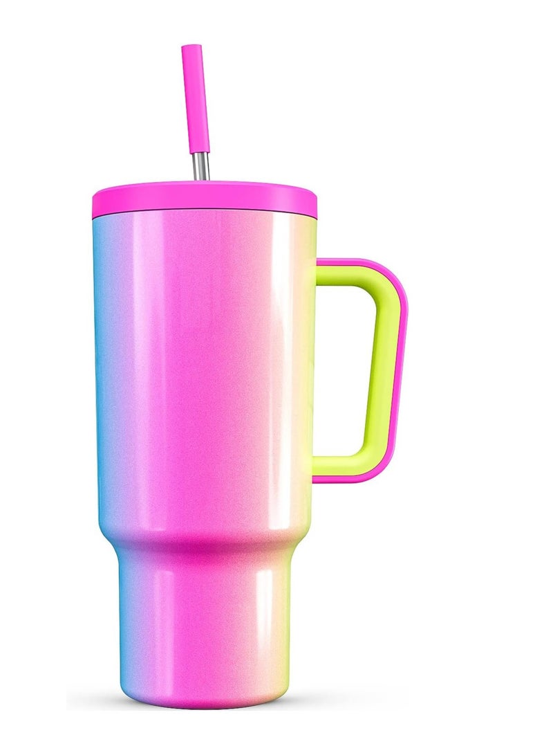 Suntown كوب tumbler مع مقبض غطاء مانع للتسرب وقشة كوب قهوة معزول من الفولاذ المقاوم للصدأ كوب سفر يحافظ على البرودة لمدة 34 ساعة أو الحرارة لمدة 10 ساعات 40 أونصة - Image 1