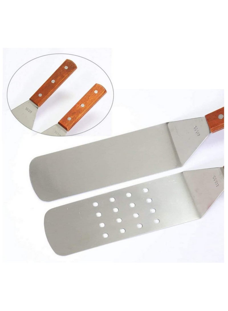 5pcs BBQ Grill Tool Kit 2 Spatulas 1 Chopper Scraper 2 Condiment Bottles Premium Stainless Steel for Grill Griddle Flat Top Great BBQ Accessories  - Image 2