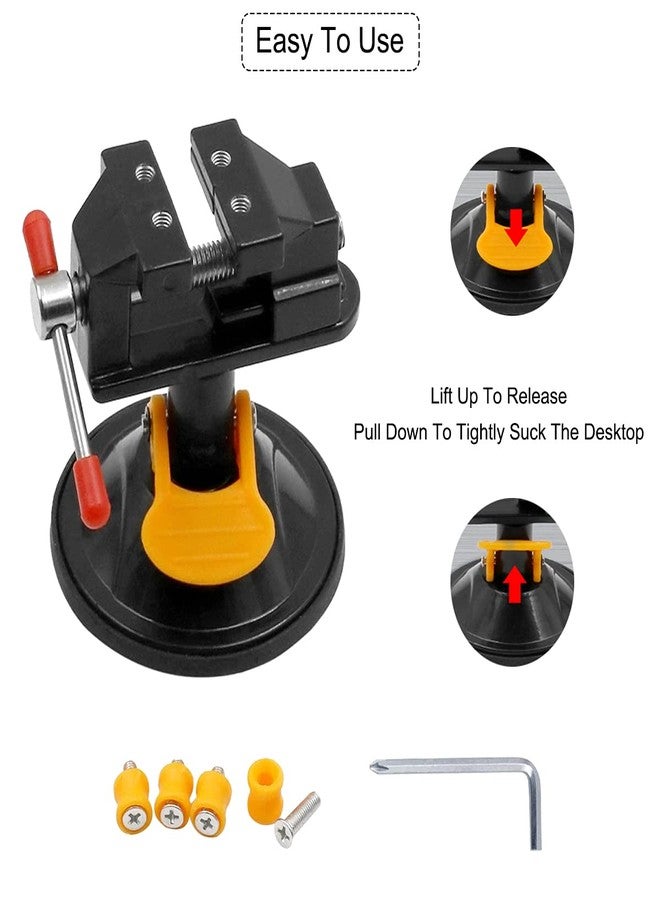 Saipe Universal Mini Table Vise Clamp 360° Suction Vice Clamp Drill Press Vise Table Bench Vice Craft Vise DIY Sculpture Craft Carving Tool for Jewelry Watch Walnut - Image 4