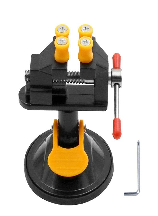 Saipe Universal Mini Table Vise Clamp 360° Suction Vice Clamp Drill Press Vise Table Bench Vice Craft Vise DIY Sculpture Craft Carving Tool for Jewelry Watch Walnut - Image 1