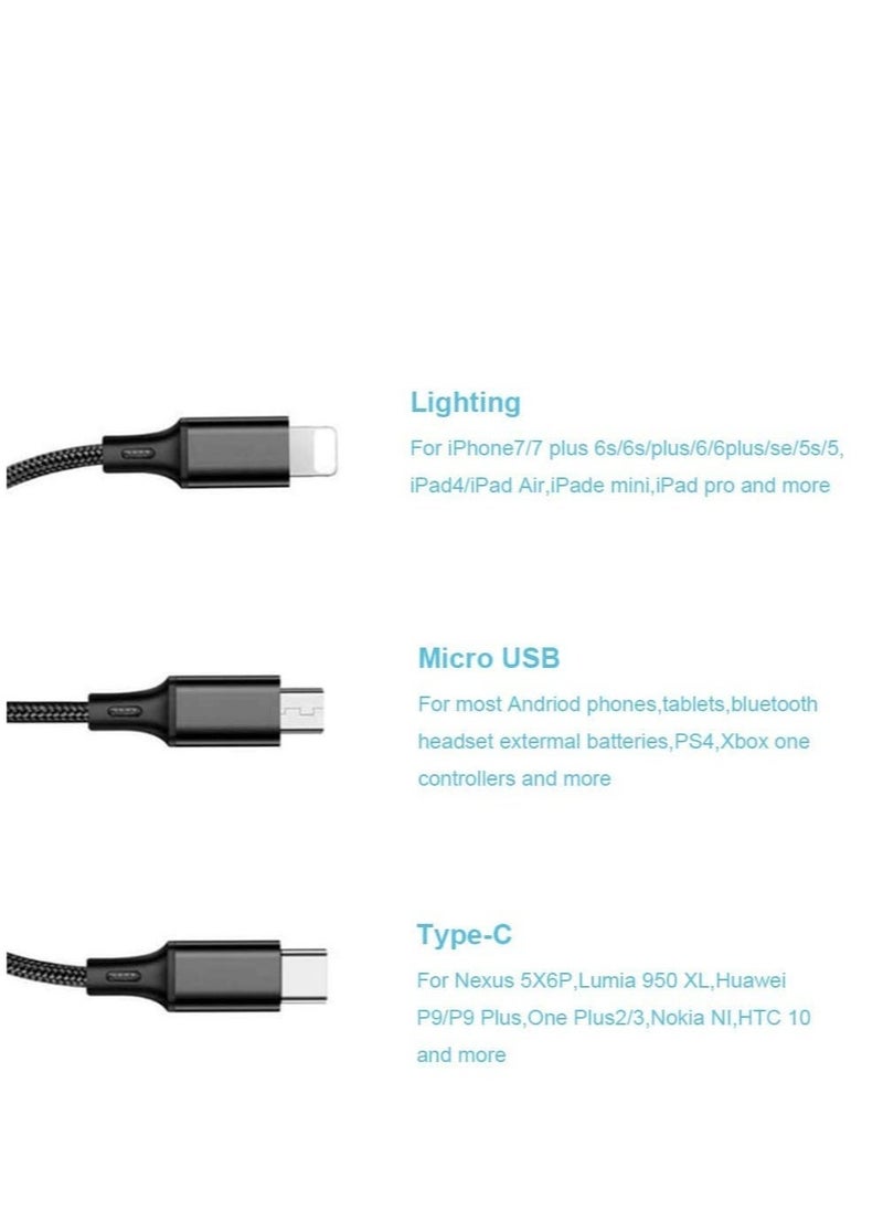 Raxoom Nylon Braided 3 In 1 Fast Charging Cable For Iphone , Samsung , Huawei , Oppo , And Tables - Image 5