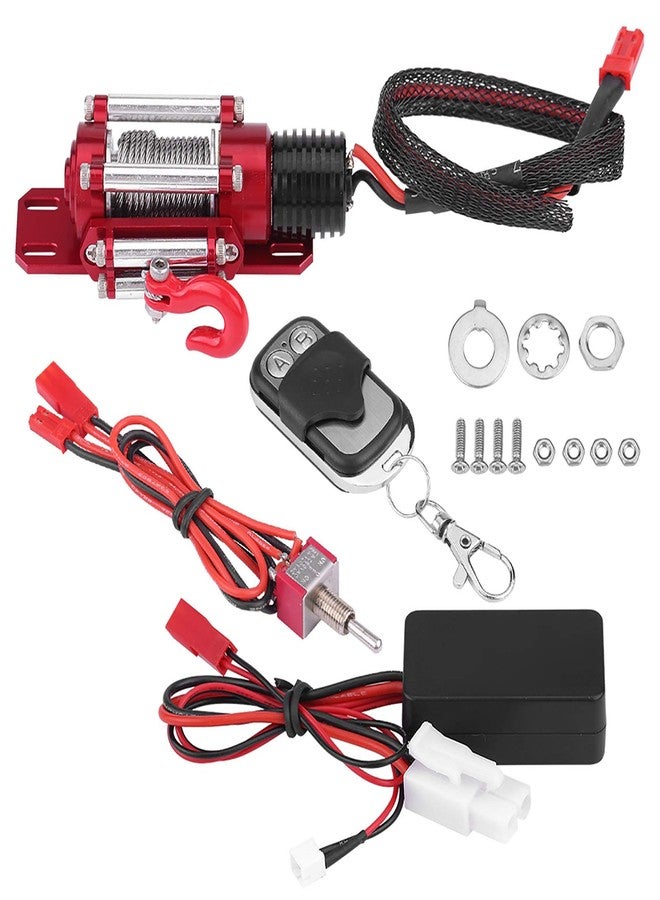 Akozon 1.9 Beadlock Wheels,RC Winch,1/10 Scale RC Metal Steel RC Crawler Winch RC Model Vehicle Winch with Remote Controller for Traxxas HSP Redcat Tamiya Axial SCX10 D90 HPI 1:10 RC Crawler Climbing Cars - Image 1