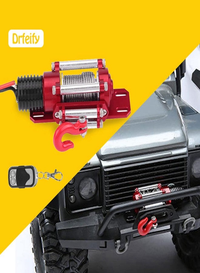 Akozon 1.9 Beadlock Wheels,RC Winch,1/10 Scale RC Metal Steel RC Crawler Winch RC Model Vehicle Winch with Remote Controller for Traxxas HSP Redcat Tamiya Axial SCX10 D90 HPI 1:10 RC Crawler Climbing Cars - Image 4