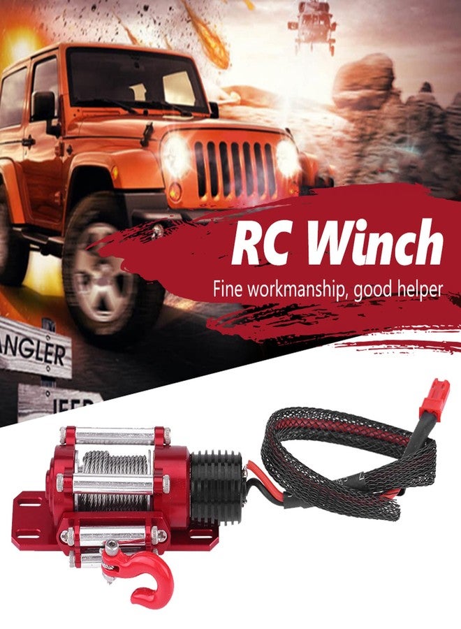 Akozon 1.9 Beadlock Wheels,RC Winch,1/10 Scale RC Metal Steel RC Crawler Winch RC Model Vehicle Winch with Remote Controller for Traxxas HSP Redcat Tamiya Axial SCX10 D90 HPI 1:10 RC Crawler Climbing Cars - Image 3