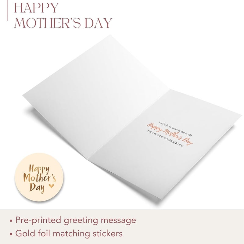 Paper Play Vintage Rose Mother's Day Card - Happy Mother's Day Card for Mom, 5"x7" Foldable - Image 3