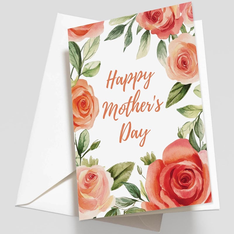 Paper Play Vintage Rose Mother's Day Card - Happy Mother's Day Card for Mom, 5"x7" Foldable - Image 1